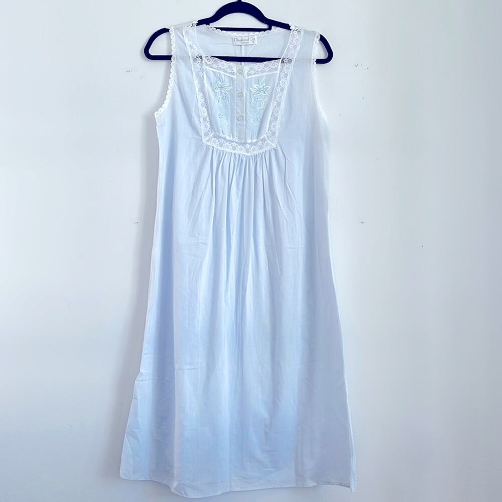 Diamond Cut cotton lace trim sleeveless cottagecore nightgown sz 12
